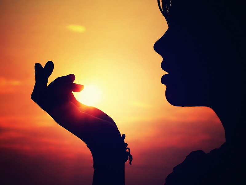 hands, sunlight, silhouette, profile, 1080P, women