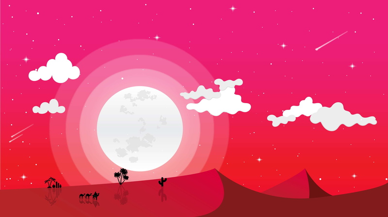 pink color, shape, sky, no people, white color, cloud - sky, astrology sign, aspirations, communication, illustration, star - space, desert, blue, circle