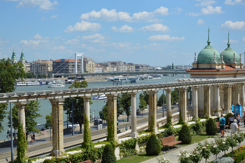 dome, travel, incidental people, bridge - man made structure, water, hungary, city, sky, travel destinations, europe, castle, towers, capital, building