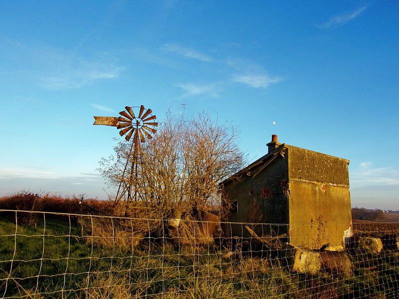 fall, fence, field, clear sky, environmental conservation, outdoors, environment, windmill, seine et marne, fuel and power generation, architecture, building exterior