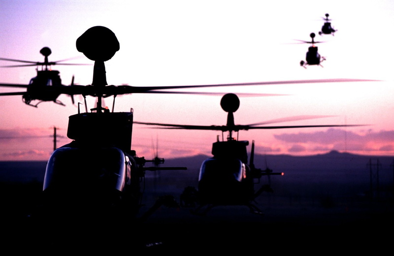 helicopters, helicopter, nature, sky, aircraft, air vehicle, silhouette, outdoors, 720P, sunset, mode of transportation, lighting equipment, people, transportation