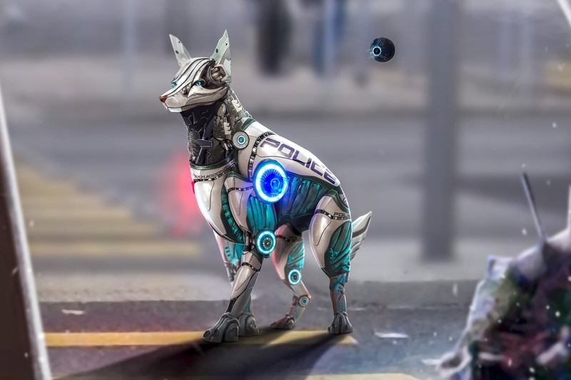 Robot, Police, Dog, 1080P, Sci Fi