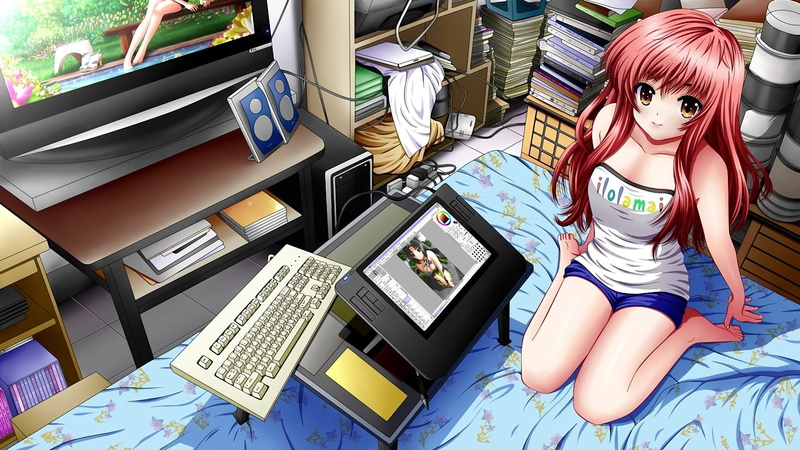 hd, anime, girls, ilolamai, art, oekaki, musume, people, x, artist, 1080P, women, Computers, redheads