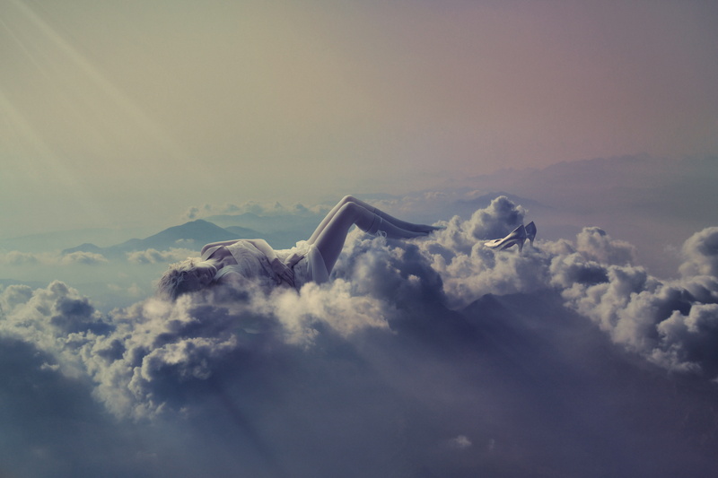 creative, blonde, clouds, stay, girl, shoes, fantasy, 5K