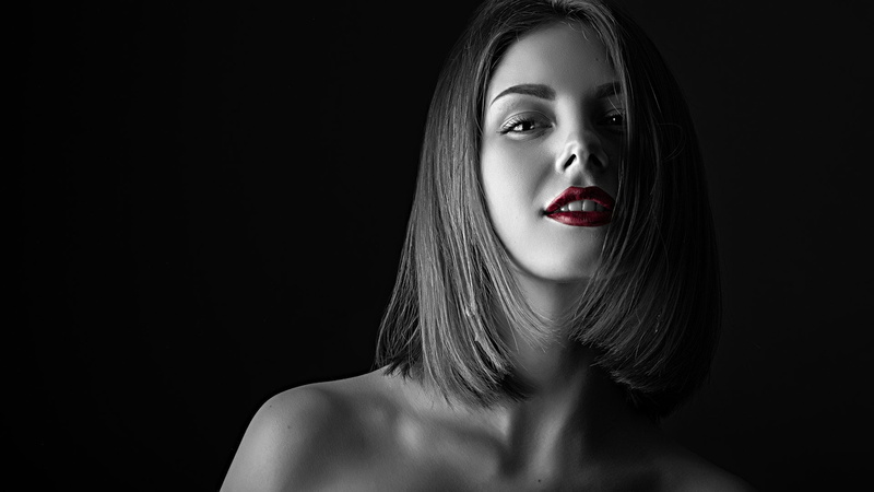 women, lipstick, face, one person, young adult, make-up, indoors, beautiful woman, glamour, human face, 1080P, beauty, selective coloring, red, adult