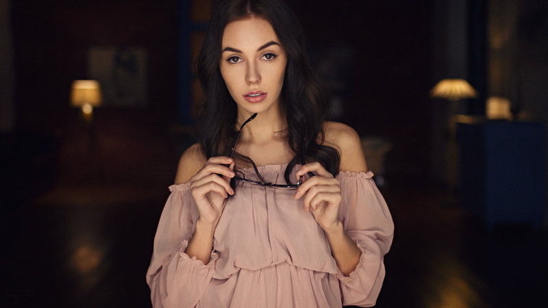 long hair, young women, young adult, women, Sergey Fat, adult, brown hair, beauty, one person, beautiful woman, clothing, waist up, hairstyle, contemplation