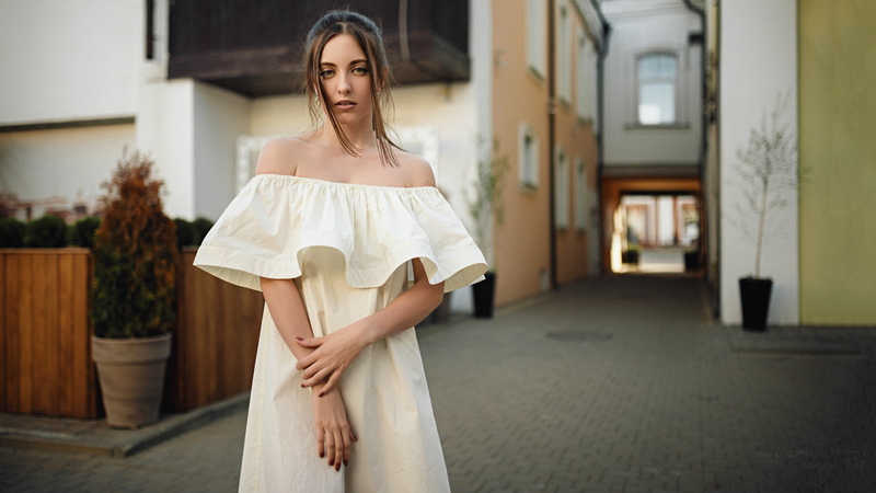 dress, women outdoors, women, 1080P, portrait, depth of field, Sergey Fat