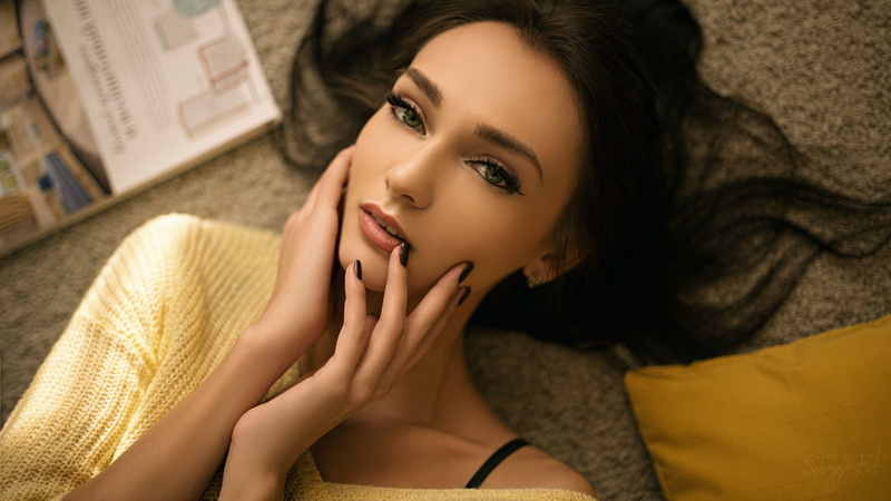 women, 1080P, black nails, portrait, Kseniya Alekseevskaya, face, Sergey Fat