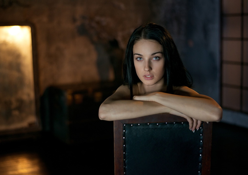 Alla Berger, portrait, model, Maxim Maximov, face, Maxim Maksimov, 1080P, women, chair