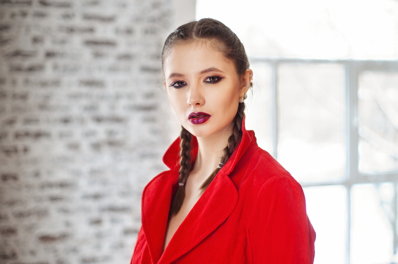 Maxim Maximov, braids, women, 2K, Disha Shemetova, model, portrait, Maxim Maksimov, eyeliner, brunette