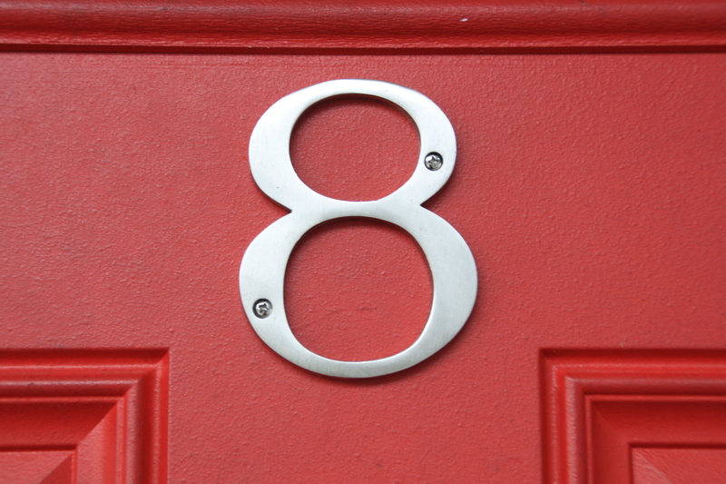 architecture, safety, letter, home, red, orange color, Metal, geometric shape, digit, circle, numeral, number, white color, vibrant color, entrance, shape