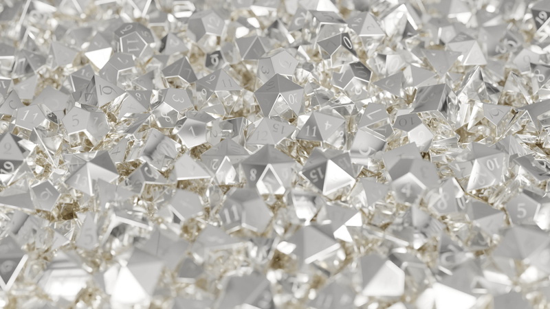 d20, 1080P, silver, dice, Dungeons and Dragons, metal