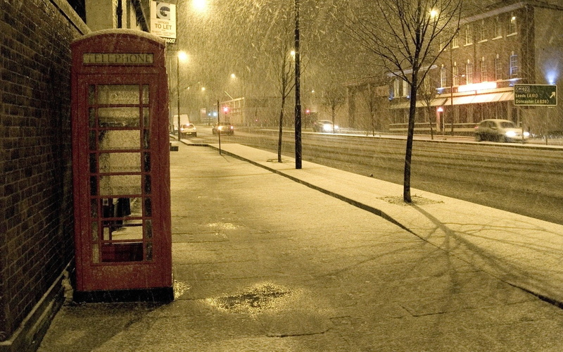 Light, Road, Photography, Telephone Booth, Night, Street, Snow, Place, 1080P, Winter