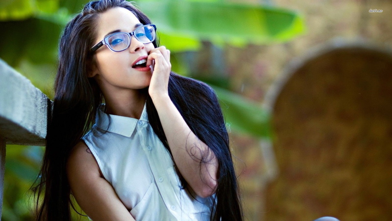 nerds, 1080P, women, model, Rachel Dashae, long hair, glasses