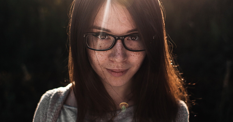 1080P, freckles, women, nerds, women with glasses, long hair, women outdoors, portrait, brunette, face