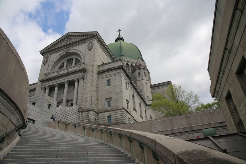 building, building exterior, landmark, sky, architecture, place of worship, the past, staircase, christianity, mount, day, saint-josephs oratory, belief