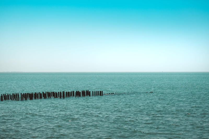 scenics - nature, georgia, beauty in nature, copy space, tranquility, nature, blue, idyllic, water, poti, 5K, rippled, clear sky, sky, horizon over water