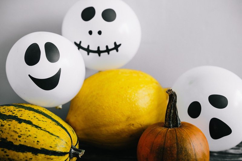 no people, pumpkins, freshness, vegetables, boo, humor, celebration, choice, fun, vegetable, yellow, ghosts, fall, food, halloween, variation, amp, healthy eating