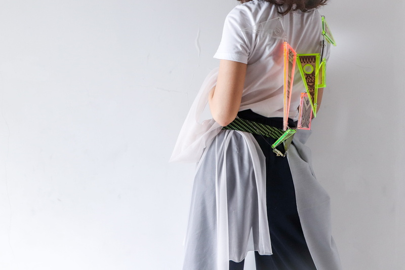 adornment, white space, clothing, drape, holding, designing, pennant, people, adult, white, neon, jewelry, one Person, back, fashion, girl, woman, fabric