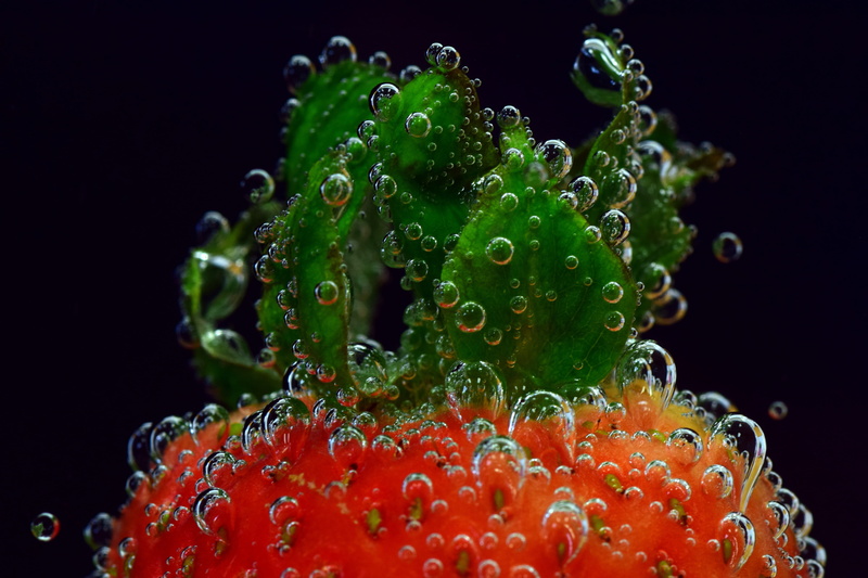 flower, vitamins, air bubbles, healthy, wellbeing, drink, black background, sweet, studio shot, digital, 5K, pearl, blubber, green color, plant