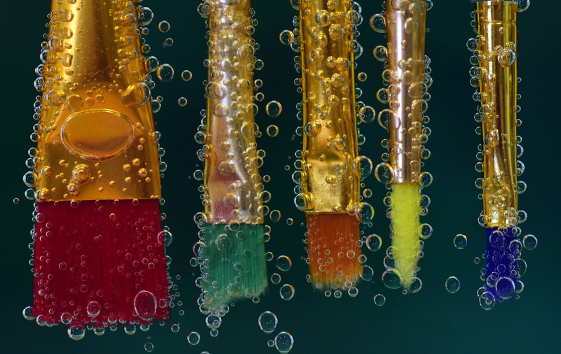 water bubbles, blubber, soda, glass, painting, gas bubbles, gold, immersion, blow, red, blue, bubble, green, water, drink, yellow, close, brush, wet, orange