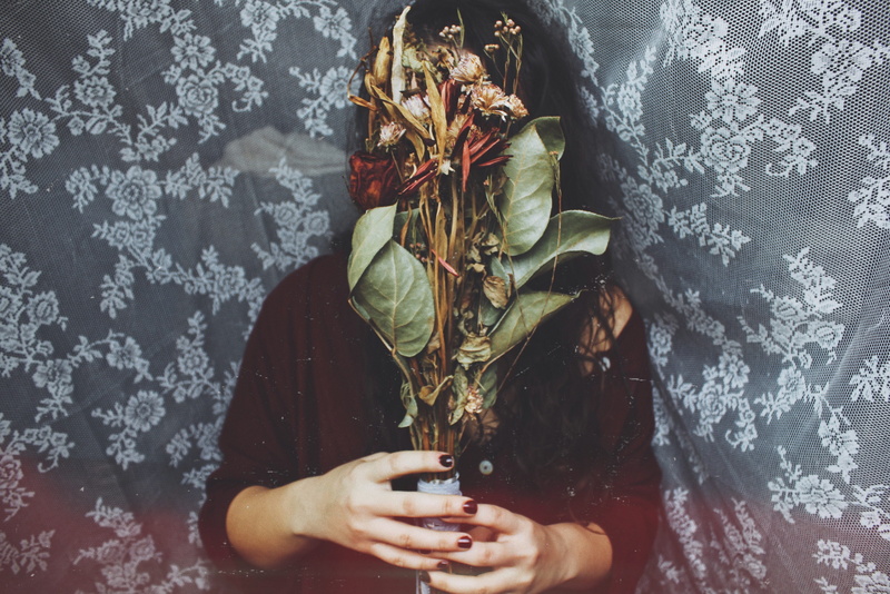 leisure activity, green, background, 2K, holding, plant part, one person, digital composite, plant, bouqet, flowers, obscured face, nature, adult, face