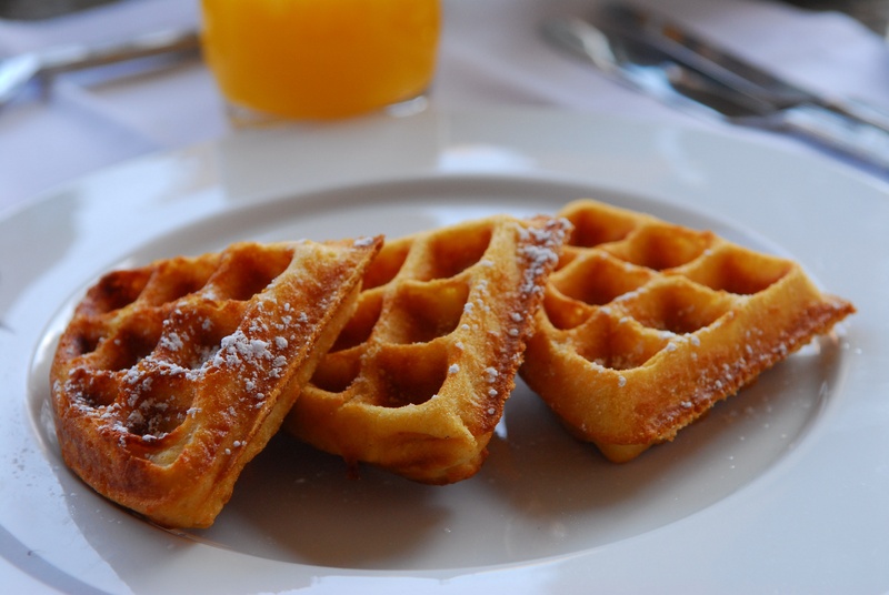 plate, three, morning, dish, indulgence, baked, sweet, drink, food, 4K, glass, waffle, indoors, snack, freshness, household equipment, dessert, temptation