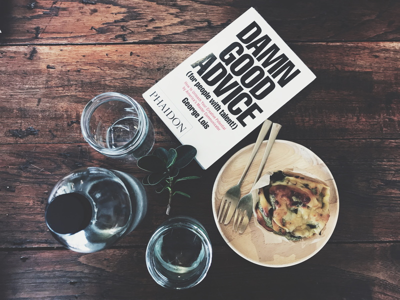 text, breakfast, book, spoon, meal, jars, good, table, drinking glass, cup, indoors, water, directly above, fork, white, wood - material, communication