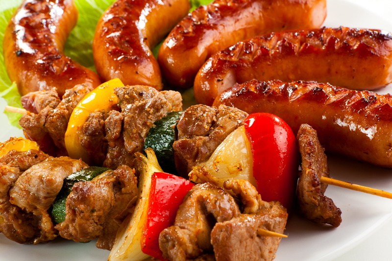 crockery, plate, meat, freshness, pork, healthy eating, no People, kebab, beef, meal, heat - Temperature, chicken, lunch, skewer, indoors, chicken Meat