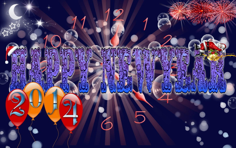 happy-newyear, 720P, fireworks, newyear, 2014, balloons, moon, stars, happy, santa