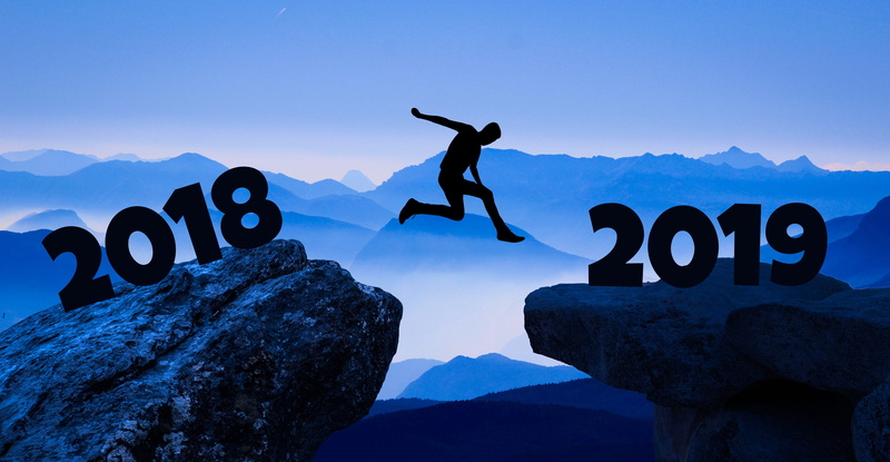 mountain peak, newyear, 2018, jump, success, sign, 2K, nature, conquering adversity, text, adventure, communication, mountain range, cover, people, 2019