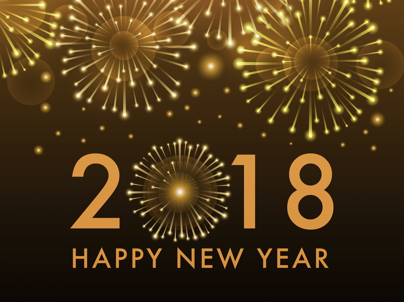 Fireworks, bright, newyear, Holidays, 5K, text, new, Celebration, 2018, Sparkling, firework display, year, number, shape, glowing, communication, happy