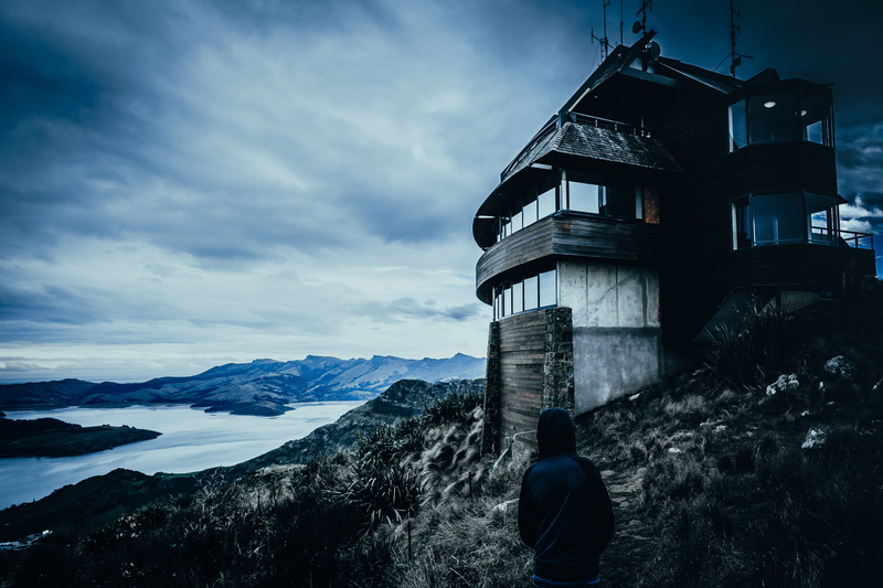 alone, lifestyles, mountain, hoodie, architecture, mountains, looking at view, day, men, standing, real people, solitude, 5K, leisure activity, one person