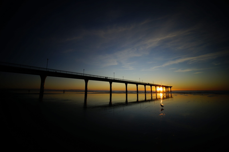 water, transportation, sunset, outdoors, connection, new zealand, silhouette, tranquil scene, bridge - man made structure, waterfront, scenics - nature