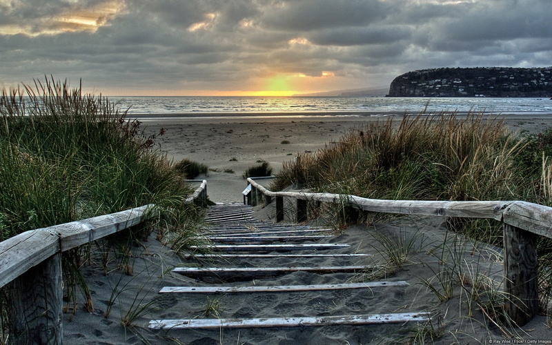 windows, nature, sea, sky, water, tranquility, 1080P, cloud - sky, horizon, marram grass, sunrise, nelson, wooden, scenics - nature, tranquil scene, no people