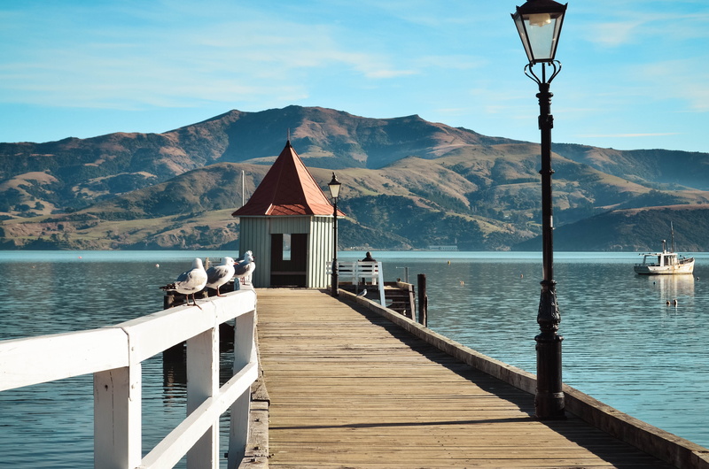 lake, nature, beauty in nature, no people, mountain, scenery, new zealand, water, building, calm, hills, blue, 4K, outdoors, sky, birds, wood - material