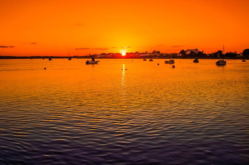 5K, sailboat, tranquil scene, water, dusk, ocean, beauty in nature, christchurch, sunset, rippled, orange color, nautical vessel, waterfront, transportation