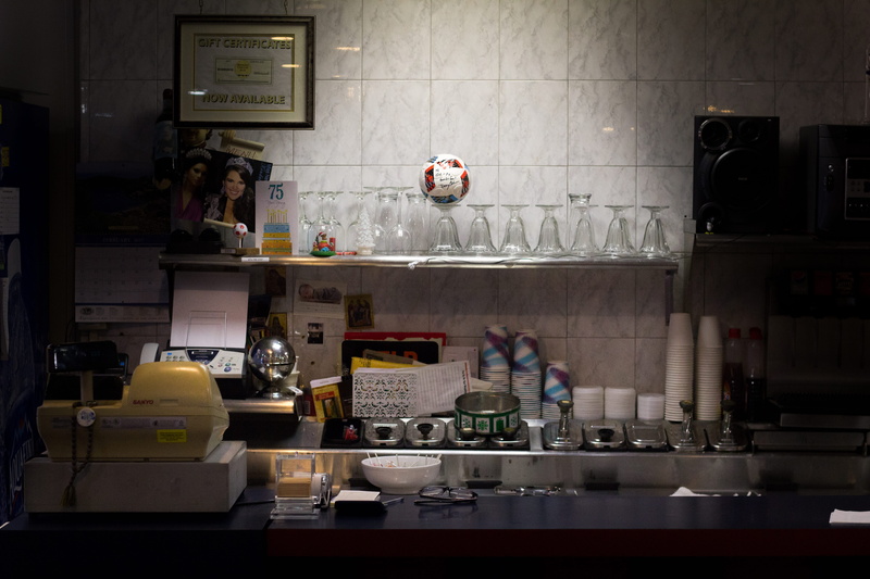 large group of objects, bar counter, commercial kitchen, home, soccer, kitchen utensil, food and drink, domestic kitchen, montclair char-broil restaurant