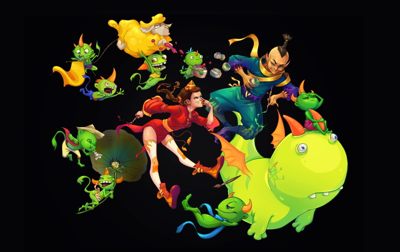 Color mess, monster, 1080P, paint, anime, jumble, childrens, mood, fantasy, Anna Anikeyka, art