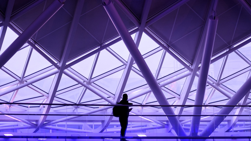 transportation, pattern, building, men, real people, one person, 1080P, airport, day, photography, indoors, architecture, technology, leisure activity