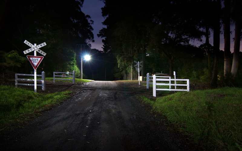 signs, night, crossing, 2K, road