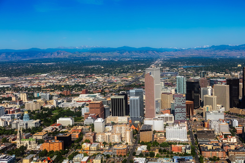 architecture, travel, urban skyline, downtown, residential district, 1080P, building exterior, mountain, blue, aerial view, apartment, denver, mountains