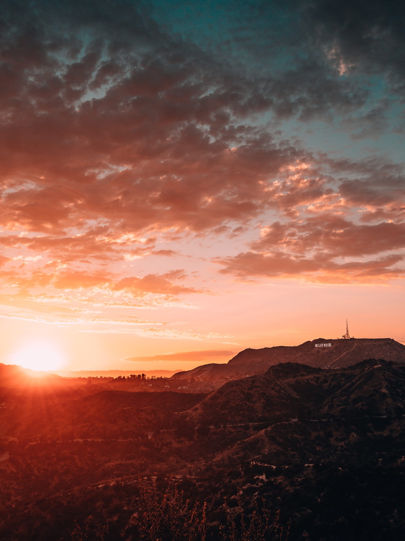hill, outdoors, environment, cloudy, tone, golden hour, no people, sky, top, los angele, scenics - nature, 2K, mountain, haze, hollywood hill, lens flare