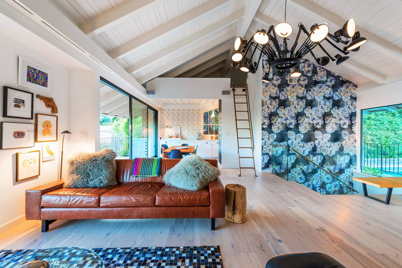 living room, dining room, interior, living space, kitchen, House in Hollywood Hills, 1080P