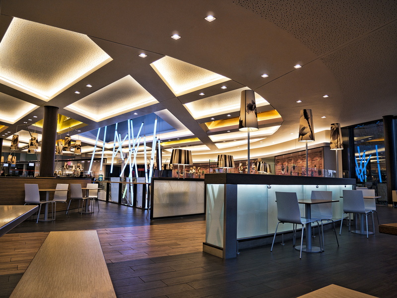 4K, hardwood floor, shopping, dining area, eat, neon light, dinner table, ceiling, luxury, shopping centre, built structure, indoors, neon, architecture