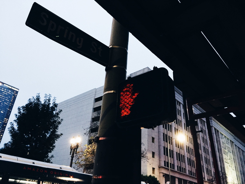 western script, building, tree, built structure, los angeles, text, city, sky, sign, intersection, building exterior, night, no people, little tokyo, communication