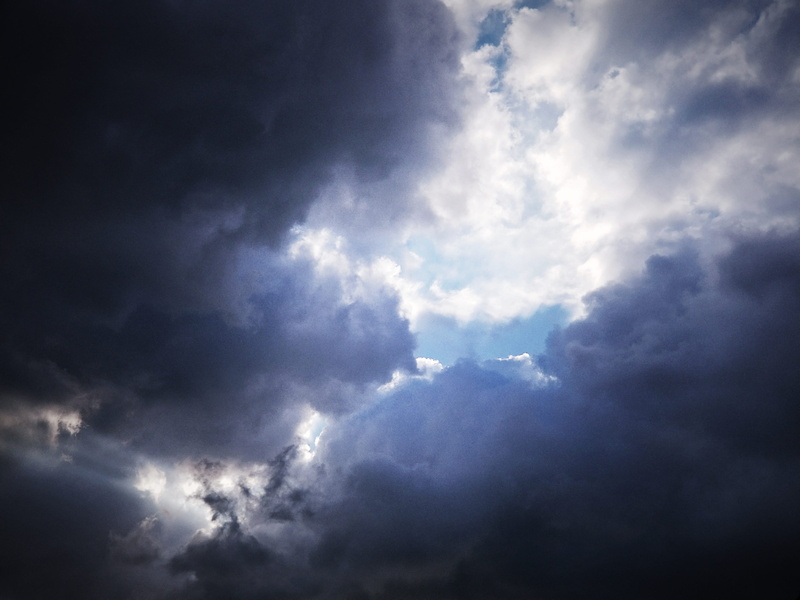 dramatic sky, blue, cloud - sky, sunbeam, dark, sky, nature, cloudscape, little tokyo, rain clouds, spirituality, united states, scenics - nature, storm cloud