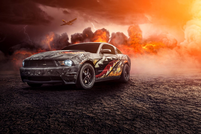 Ford, Perfomance, Muscle, Comp, Turbo, Car, Mustang, Fire, 1080P, Front