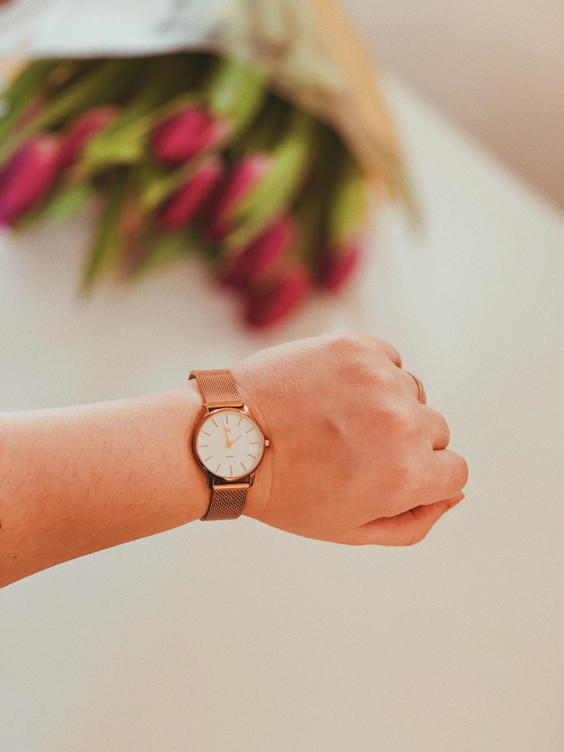 bracelet, wristwatch, jewelry, finger, accessory, watch, diamond, close-up, gemstone, 4K, time, blossom, wrist, human, round, flower, accessories, human body part