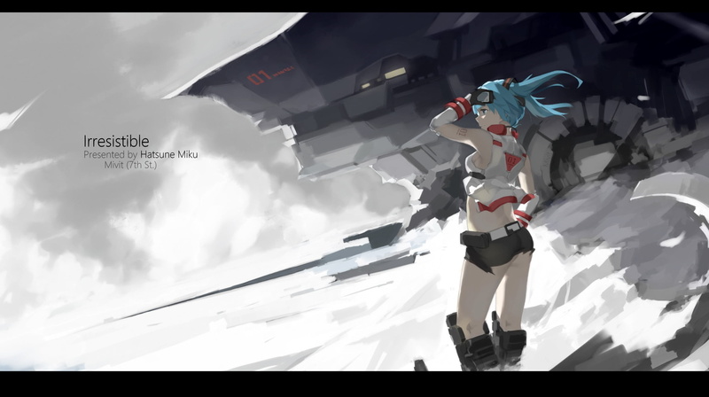 hair ornament, transfer print, bangs, shorts, twintails, blue hair, full length, day, real people, one person, transportation, goggles, sport, flying, digital composite